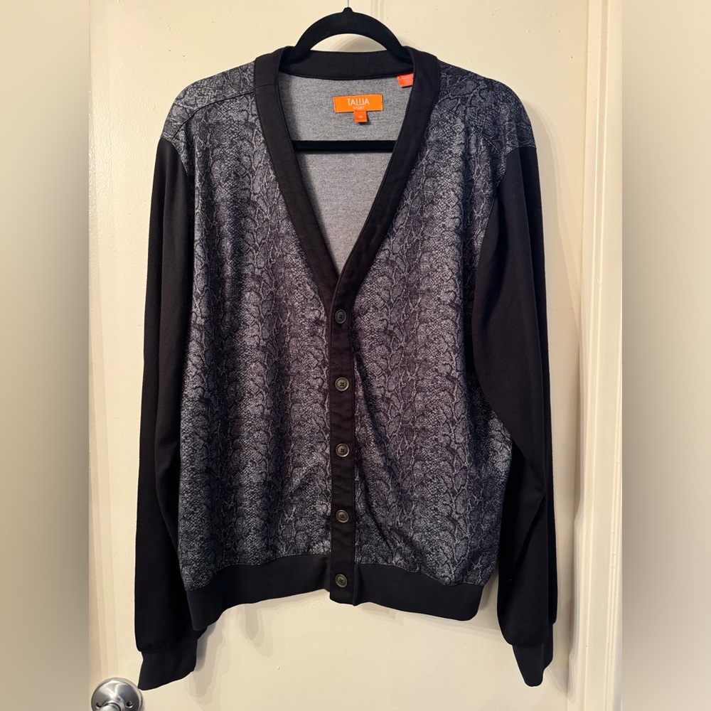 Tallia Mens Print Gray Cardigan